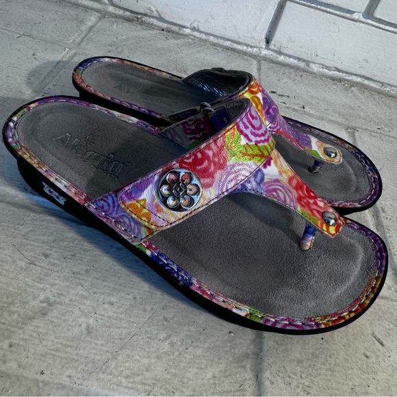Alegria Leather Size EU 39 Multicolor Floral Roman Sandal Women’s - Picture 6 of 10